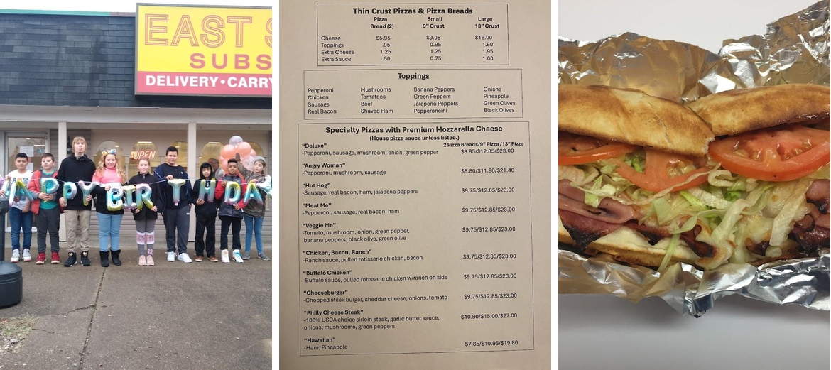 East Side Pizza Menu