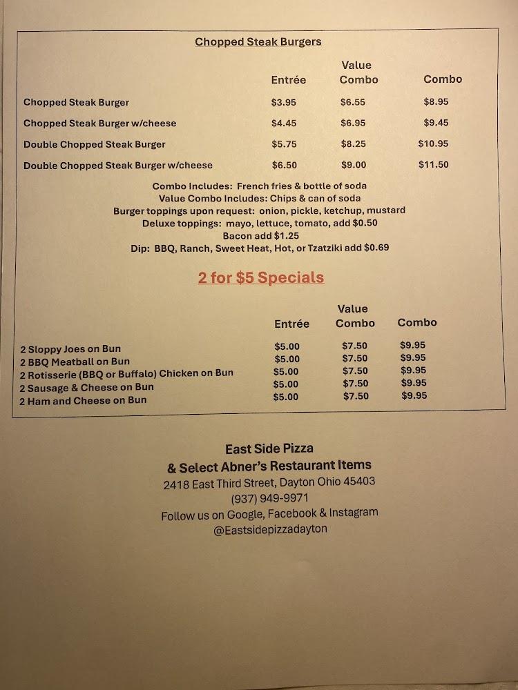 East Side Pizza Menu image 4